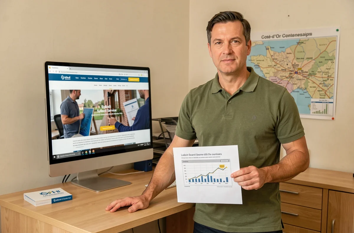 Consultant de Syllodi Service présentant une offre de référencement local pour les TPE en Côte-d'Or