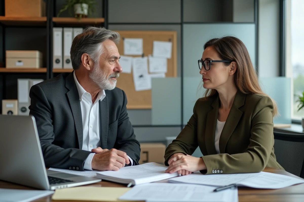 Deux professionnels du commerce international discutant des obligations liées à l'incoterm DDP autour de documents d'import-export