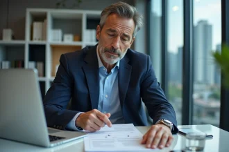 Homme d'affaires en costume dans un bureau moderne