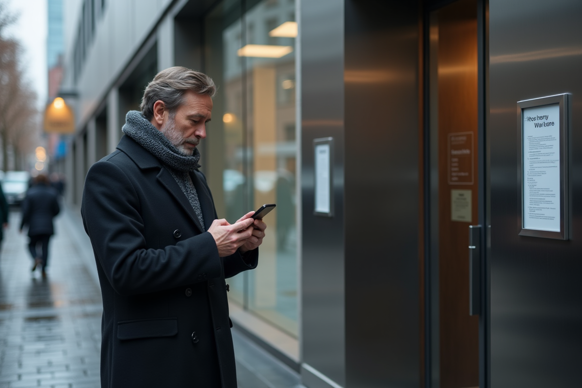 Homme regardant le panneau d