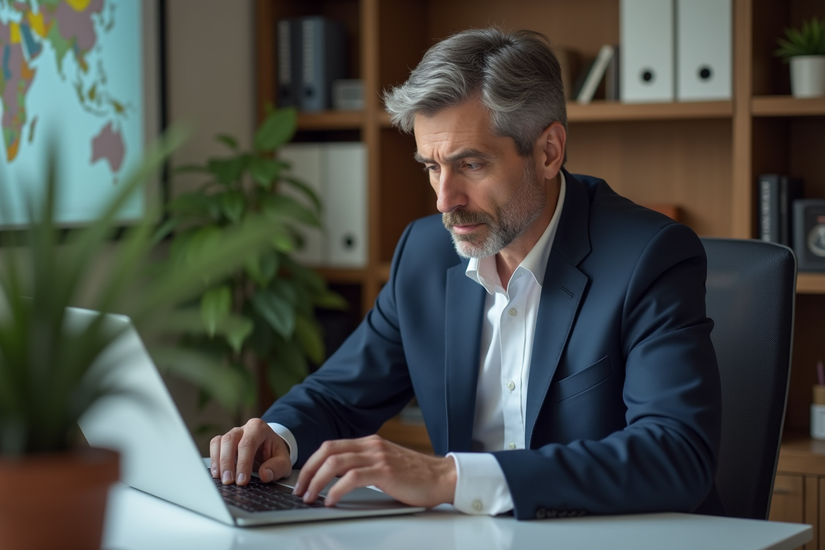 Manager seul lisant un mémo dans son bureau privé