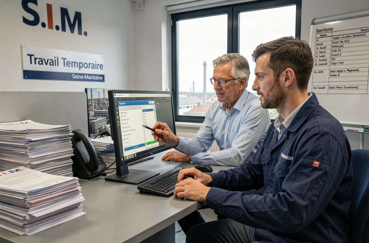 Consultant SIM Travail Temporaire consultant des offres industrielles avec un ouvrier candidat en Seine-Maritime