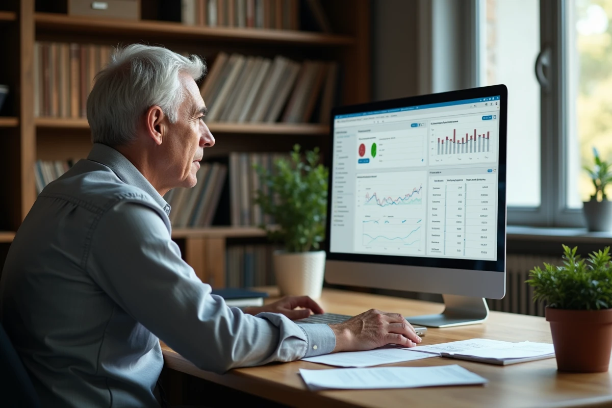 Responsable affilié consultant un tableau de bord sécurisé de gestion des accès et des données sur ordinateur